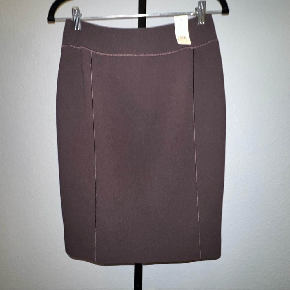Chic Ann Taylor Brown Pencil Skirt w/pink piping.  NWT